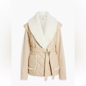 Simkhai teddy fleece-paneled ribbed wool and cashmere blend jacket